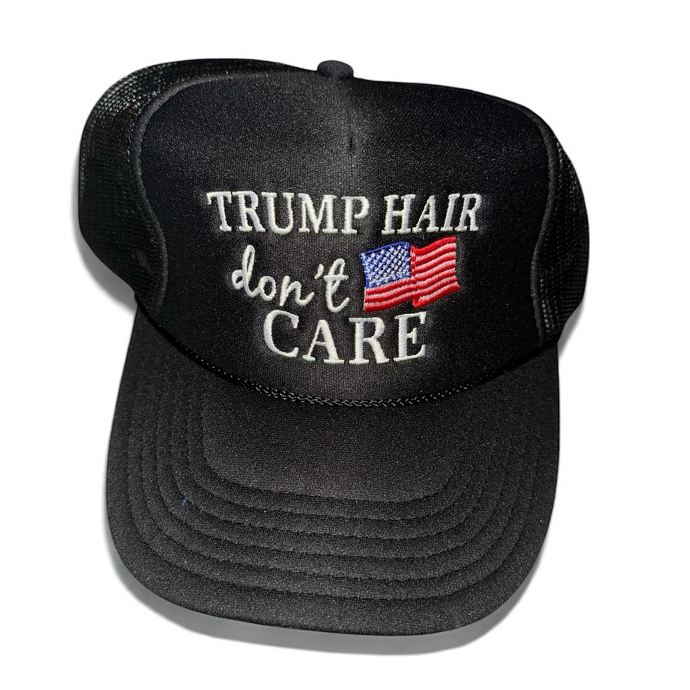 Katydid Black Trucker Hat with USA Flag